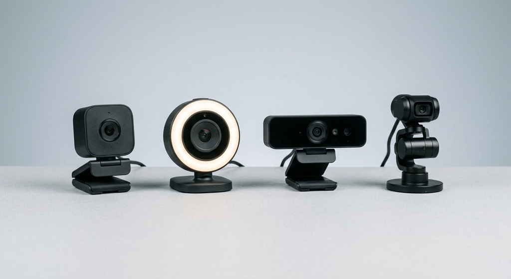 The 2026 field: clip cams, ring-light cams, and the gimbal tracker.