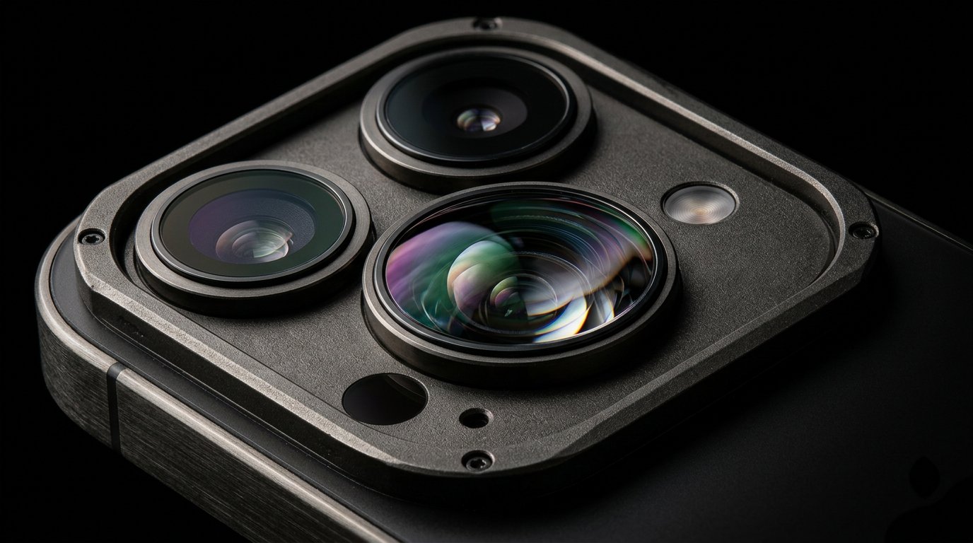 Close-up of iPhone 18 Pro triple camera with variable aperture lenses