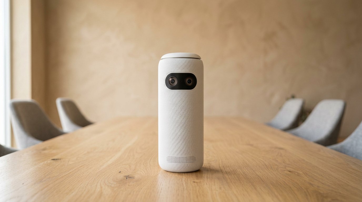 Meeting Owl 3 360 camera on a light oak table
