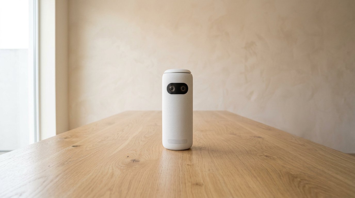 White 360 meeting camera in the center of a conference table