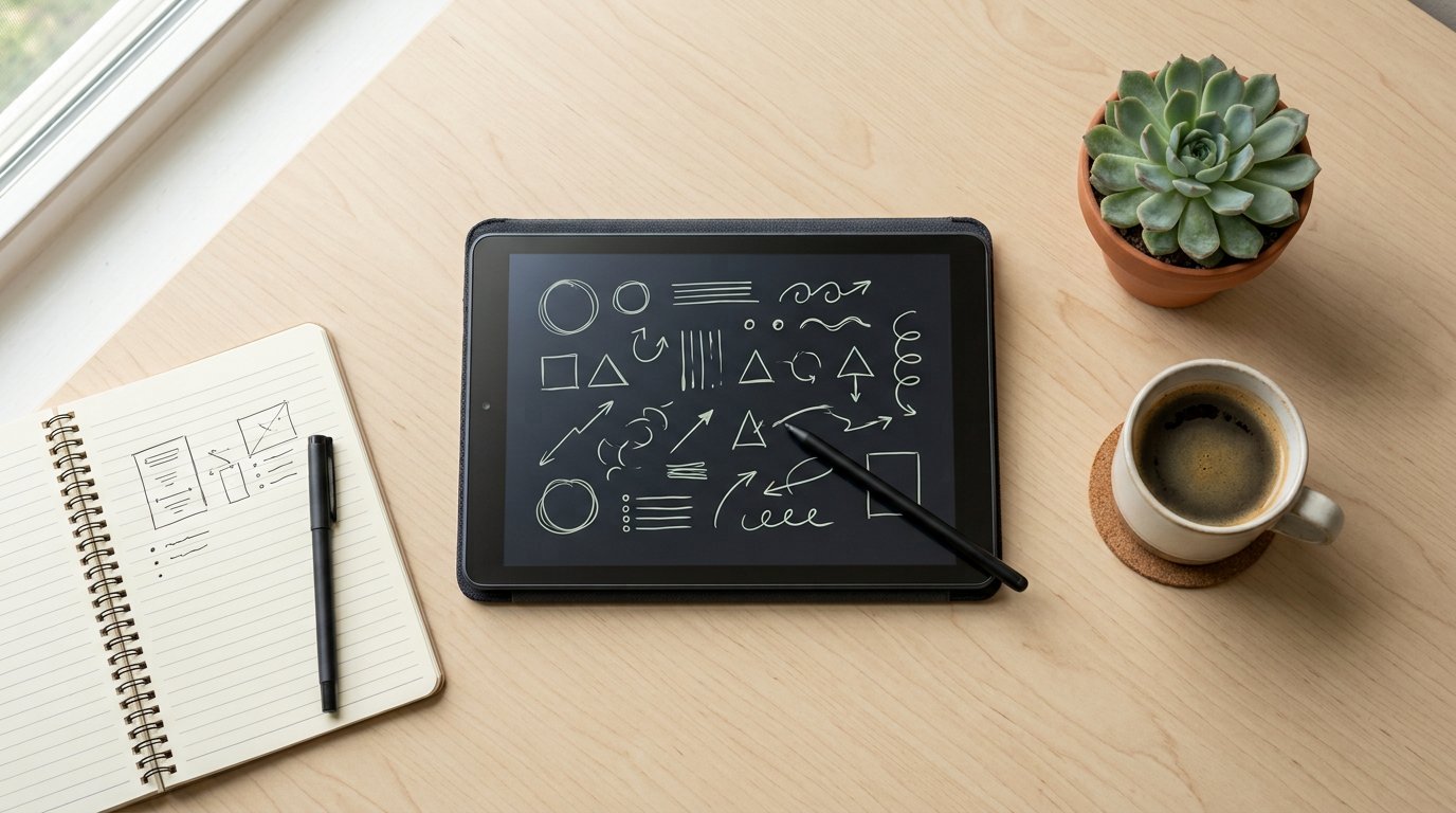 Budget tablet with stylus pen for handwritten notes